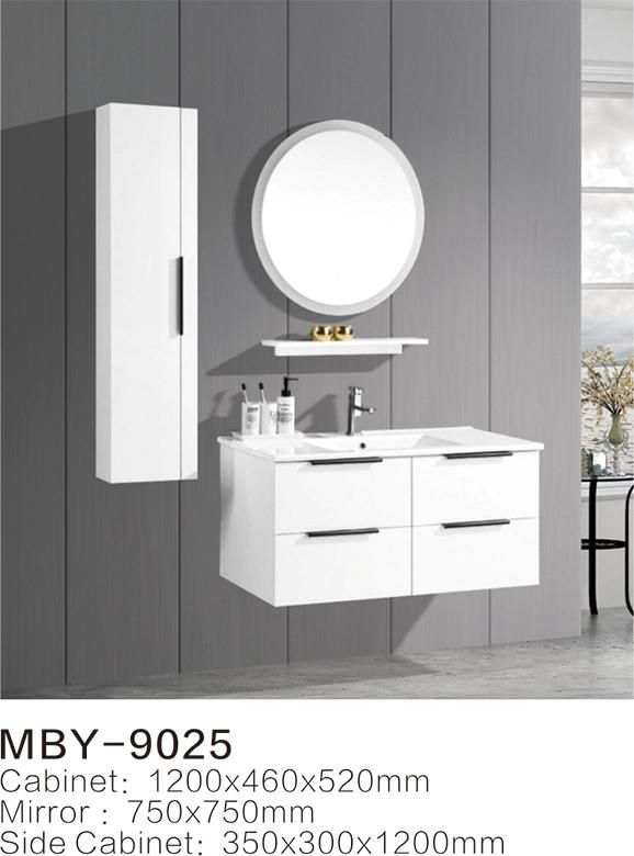 Modern Wall Mounted Waterproof Hotel PVC or MDF Bathroom Cabinet with Mirror