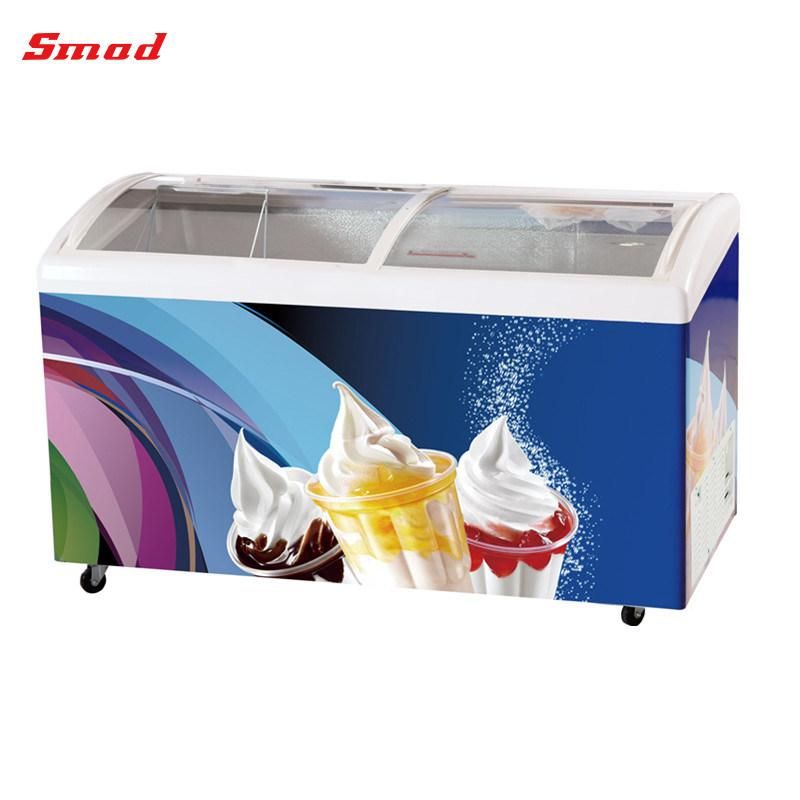 Commercial Sliding Glass Door Ice Cream Display Showcase