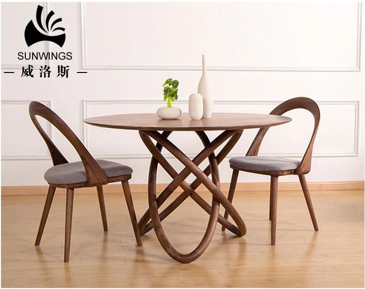 Nordic Wooden Restaurant Furniture Artistic Round Dining Table Made in China Guangdong Factory