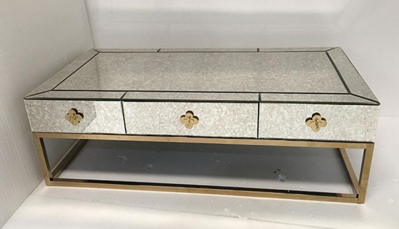 Coffee Table with 1 Drawer& 3 Flower Knobs