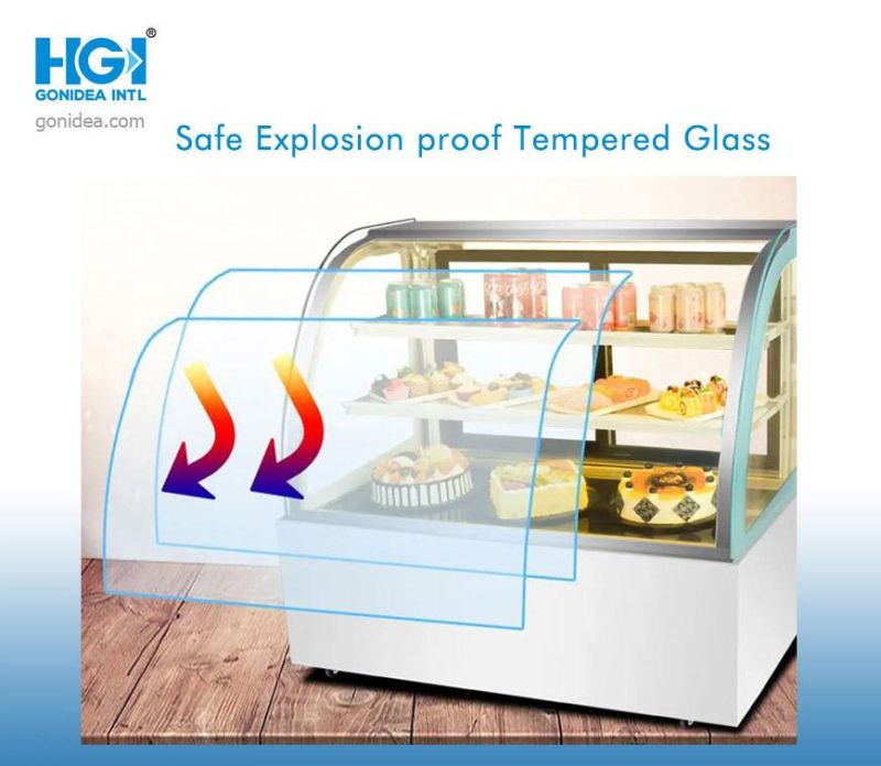 Double Doors Commercial Cake Showcases Glass Cooler Bakery Display Cabinet Showcase