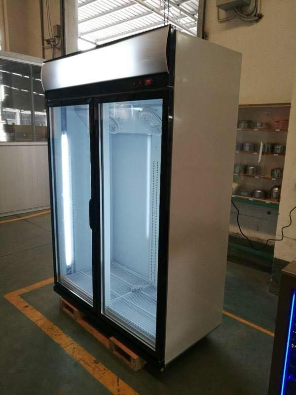 Glass Three Door Upright Showcase with Top Compressor System
