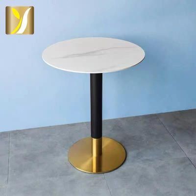 Hotel Lobby Reception Marble Top Stainless Steel Coffee Table