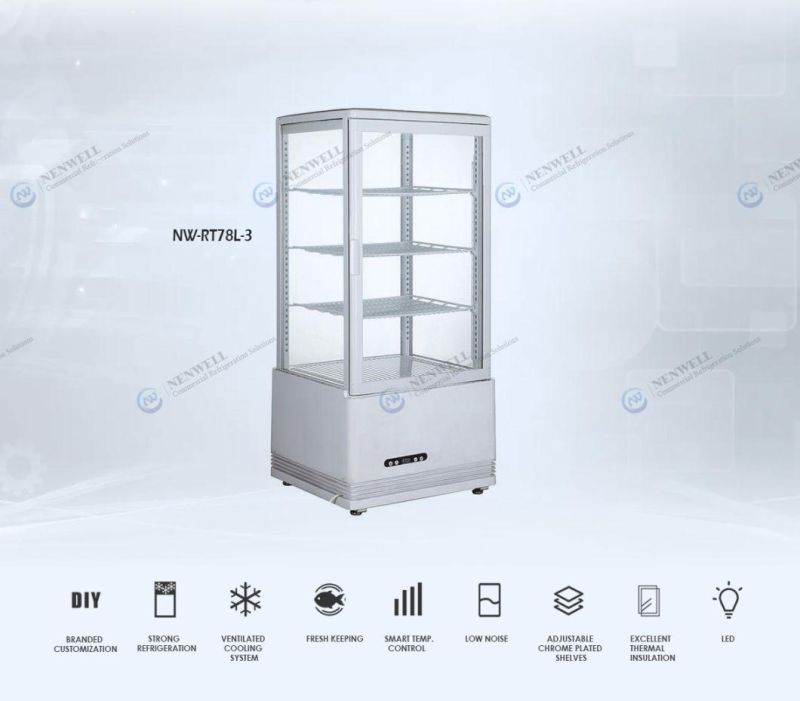 See-Through Refrigerated Beverage Display Cabinet with 4 Side Glass (NW-RT78L-3)