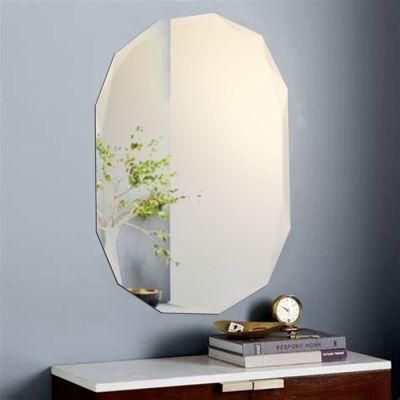 Home Hotel 2-6 mm Wall Mounted Rectangle Round Bevel Edge Decorative Plain Bathroom Mirror