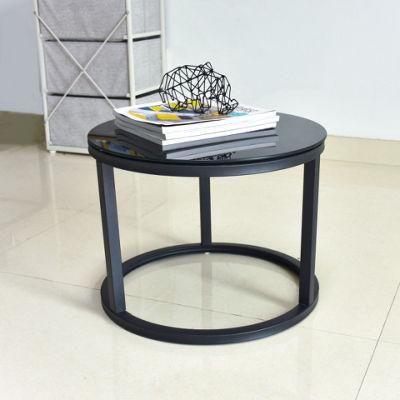 Elegant Style Decorative Home Furniture Tempered Glass Desktop Metal Frame Round Coffee Plant Display Small Table