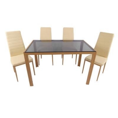 Dining Table Set Tempered Glass Dining Table Spraying Metal Leg Dining Room Furniture