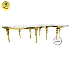 Modern Rectangular Gold Stainless Steel Dining Table