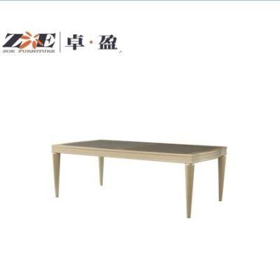 Project Furniture New Design Golden Color Luxury Solid Wood Rectangular Dining Table