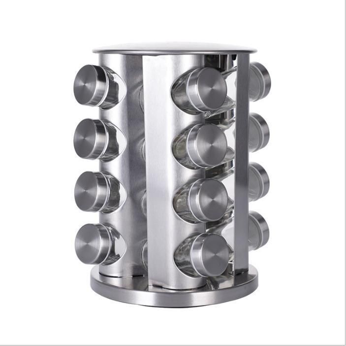 Multifunctional 430 Stainless Iron Rotating Seasoning Rack, Kitchen Seasoning Rack Support Glass Jar