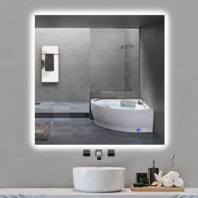 LED Backlit Mirror Bathroom Square Vanity Mirror Anti-Fog Wall Mounted Mirror Large Dimmable Makeup Mirror with Lights