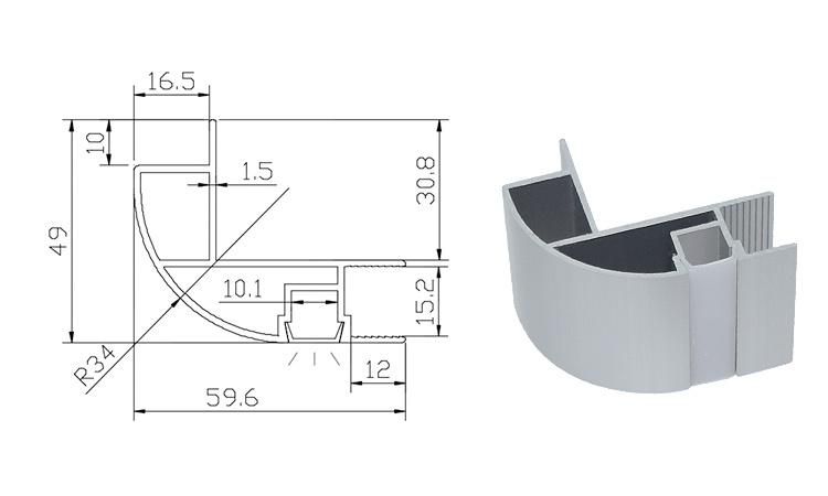 Caravan Motorhome Accessories Wrap Angle Wall Cabinet Corner Slot Width 15mm Surface Oxidation Furniture Profile