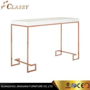Classy White Marble Console Table with Rose Gold Legs
