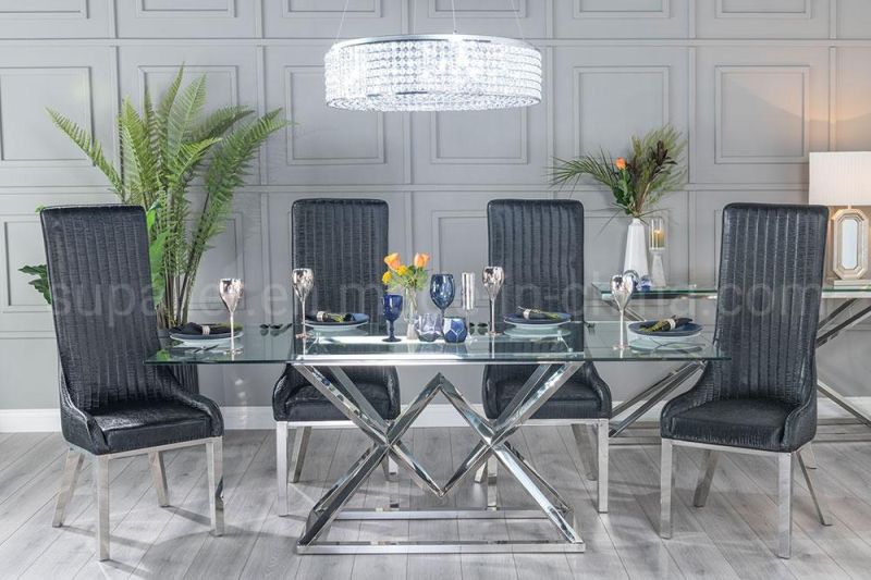 Contemporary European Style Square Glass Dining Table with Modern Design
