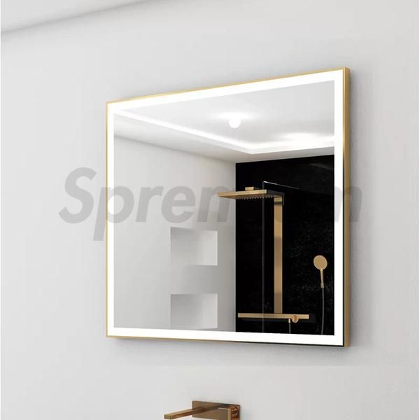 Wholesale Luxury Home Decorative Aluminum Frame Smart Wash Basin Round Mirror Front Surface LED Light Bathroom Illuminated Wall Glass Vanity Mirror