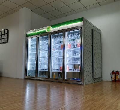 Supermarket Temper Glass Door Walk in Freezer Display Showcase Cold Room Storage