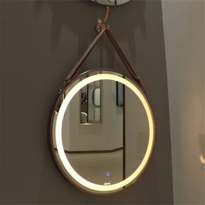 Modern Round Copper-Free Bathroom Hotel Illuminated Anti-Fog LED Wall Mirror