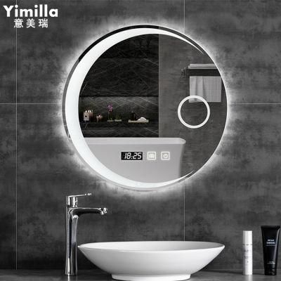 Yimilla Custom Smart Round Frameless Manifying Glass Bathroom LED Mirror