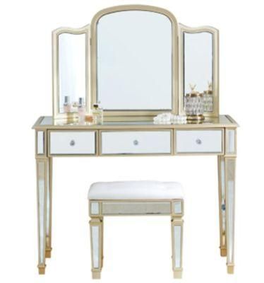 Antique Princess Dresser Bedroom Furniture Dresser Makeup Hair Mirrored Dresser with Cabinet