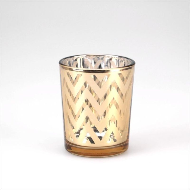 Vss Wholesale Electroplated Gold Glass Votive Candle Holders for Decorative