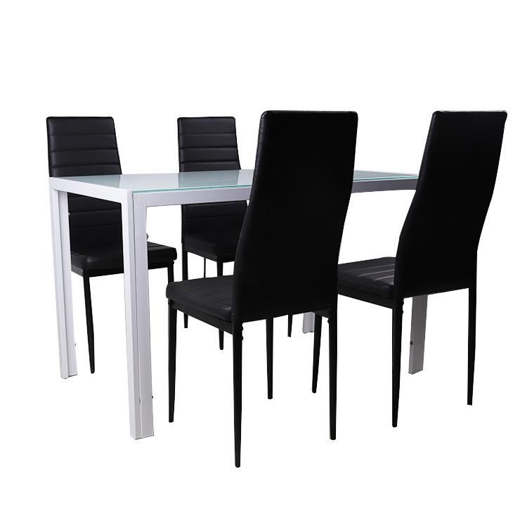 Modern Home Office Dining Room Furniture PU Leather High Back Steel Dining Chair