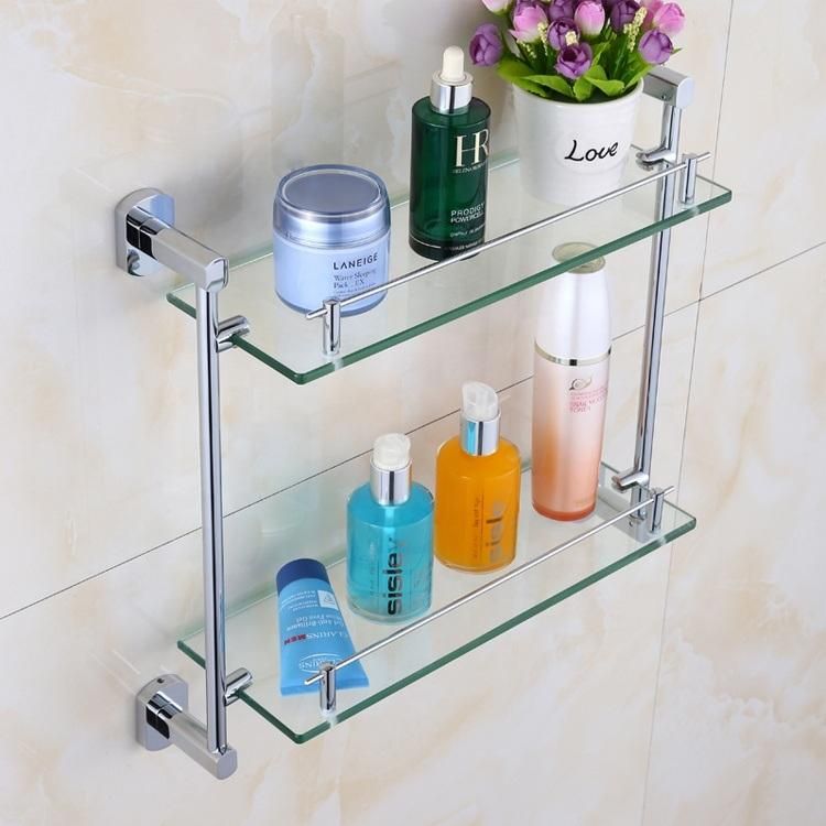 Bathroom Accessories Two Tier Bathroom Corner Double Glass Shelf