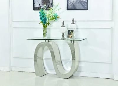 Stainless Steel Console Table with Marble or Glass Top