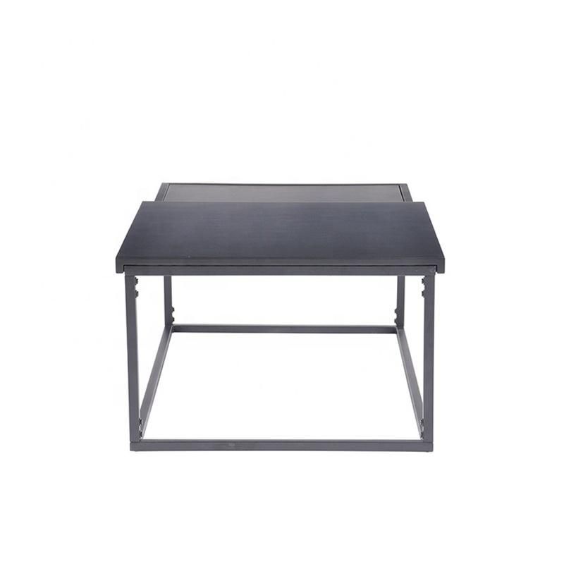 Japanese Style Multifunctional Concrete Rectangular Offical Hotel Home Metal Black Leg Convertible Coffee Table for Living Room