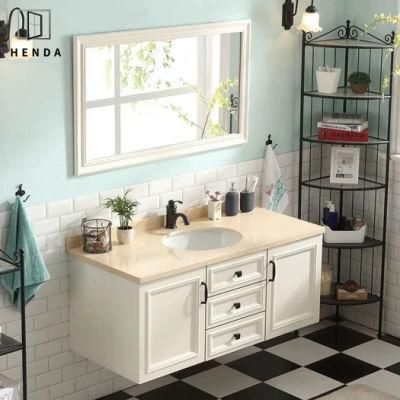 Home Furniture Solid Wood Waterproof Material Marble Mesa Bathroom Cabinet