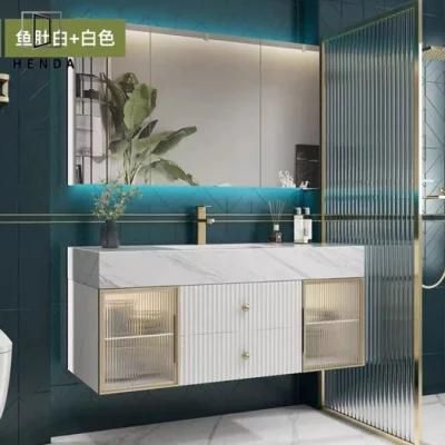Stainless Hinges Solid Wood Waterproof Cabinet LED Mirror Home Furniture Vanity