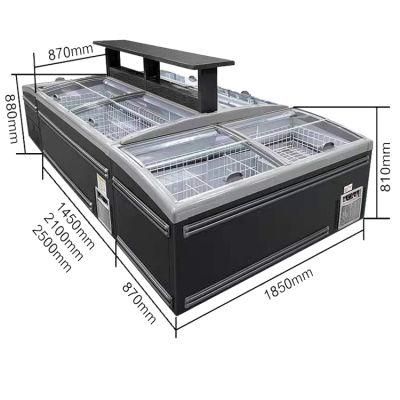 Refrigeration Commercial Double Door Island Freezer Showcase