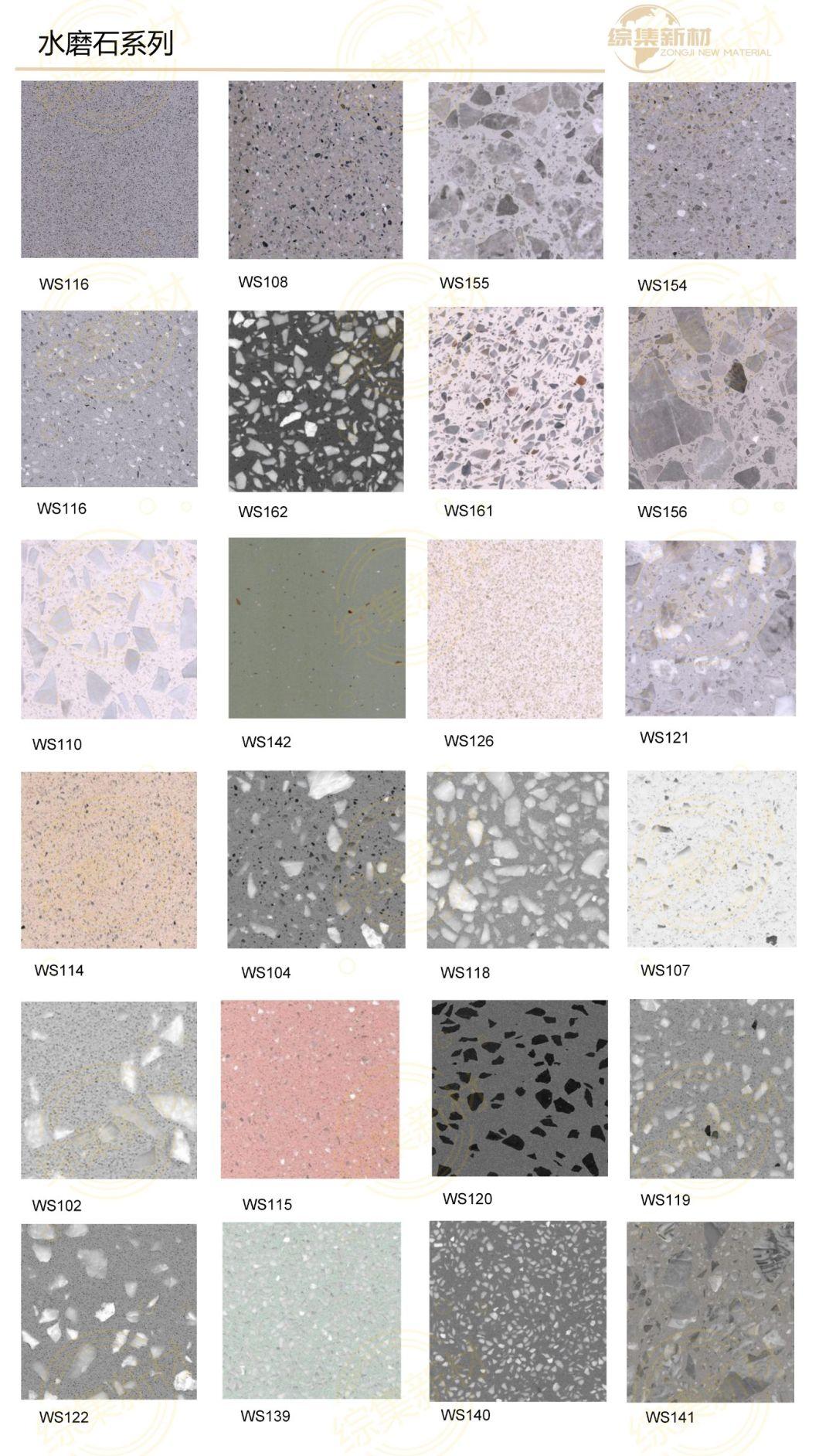 Light Brushed Surface Artificial Stone Beige White Color Terrazzo for Floor Tiles Furniture Slab