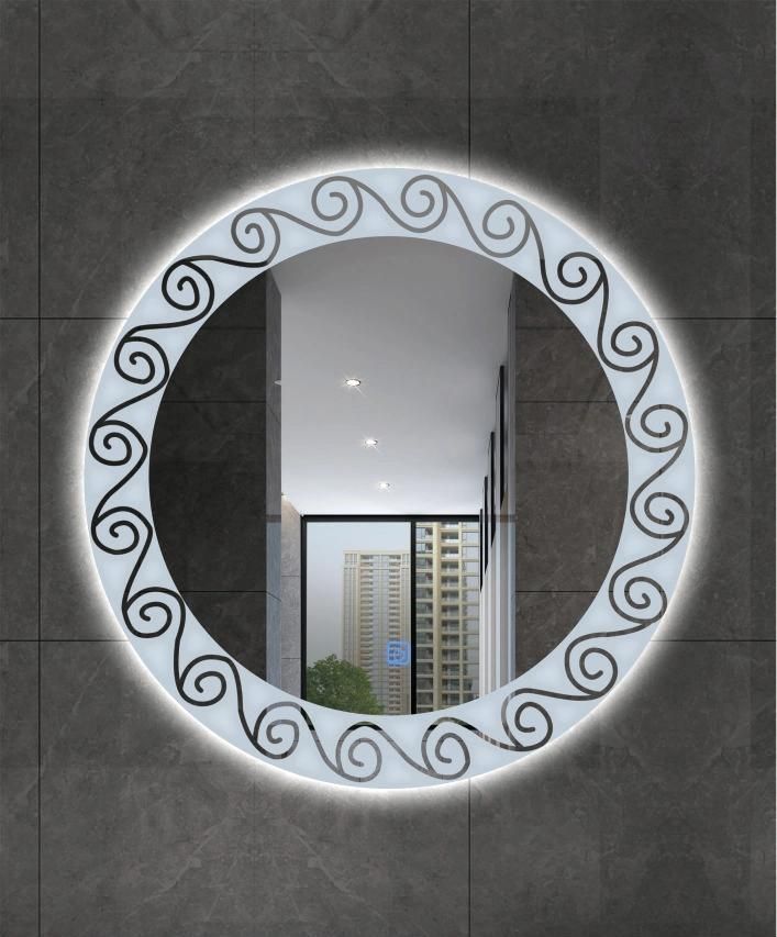Waterproof Copper Free Silver Wall Mounted Makeup Mirror Bathroom Mirror with LED Lights