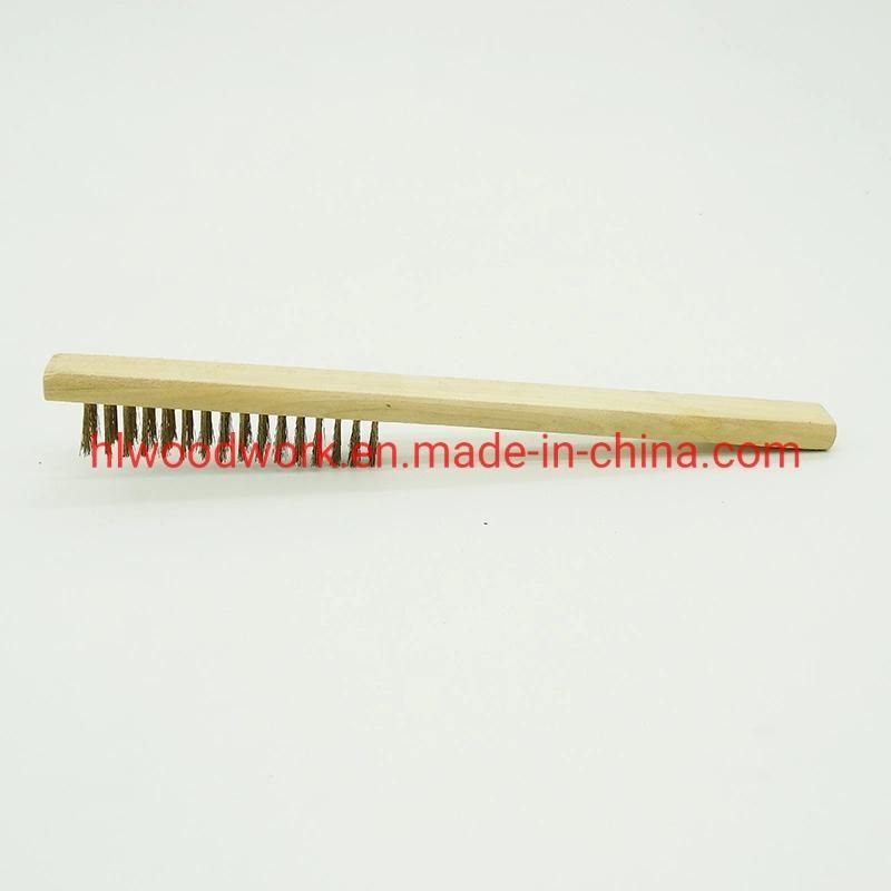 Brass Brush, Soft Brass Bristle Wire Brush, Wire Scratch Brush with Birchwood Handle Brass Wire