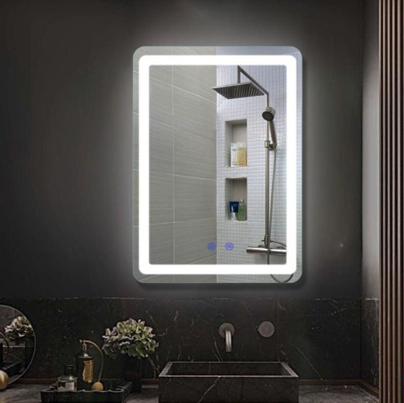 Hotel Home Decor Wall Mounted Decorative Touch Switch Defogger Dimming Backlit Lighted Bathroom Mirror Illuminated LED Mirror