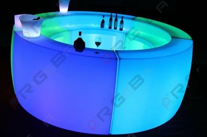 Disco DJ Party Events Wedding Battery Rechargeable LED Round Bar Counter Table Furniture for Club