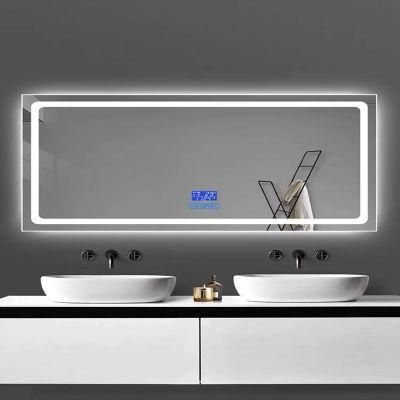 Touch Sensor Defogging Smart LED Bathroom Mirror with Time/Temperature Display