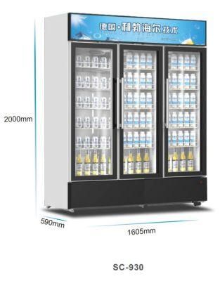China Manufacturer Wholesale Price Supermarket Upright Display Chiller with Glass Doors Beverage Showcase