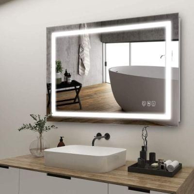 Modern Vanity Wall Mounted Mirror with Lights &amp; Dimmer &amp; Defogger Crystal Clear &amp; Waterproof LED Bathroom Mirror for Vertical &amp; Horizontal Hanging