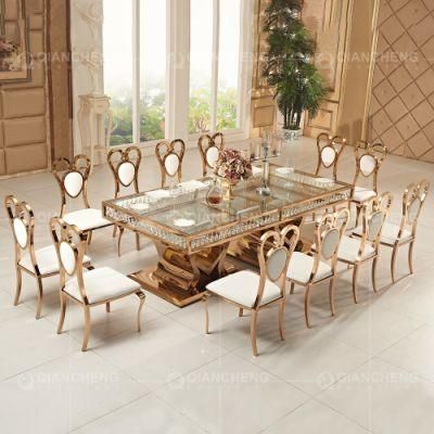 New Model Crystal Mirror Glass Top Gold Stainless Steel Cake Table Wedding