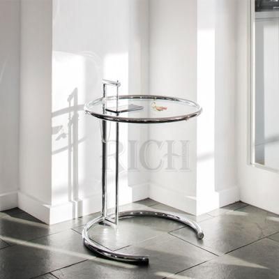 Red Metal Frame Tempered Glass Side Table Coffee Table for Hotel