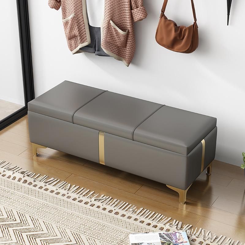 Luxury Modern PU Leather Upholstered Entryway Bed Ottoman Bench for Living Room