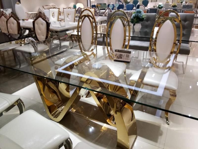 Hot Seller High Glossy Pupolar Design Dining Table with Glass Top