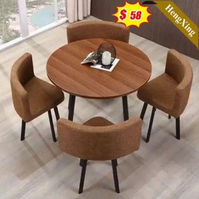 Modern Home Furniture Round Artificial Marble with 4 Seaters Dining Table Set
