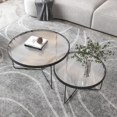 Nordic Changhong Glass Coffee Table Round Small Apartment Modern Minimalist Household Iron Coffee Table Table Minimalist