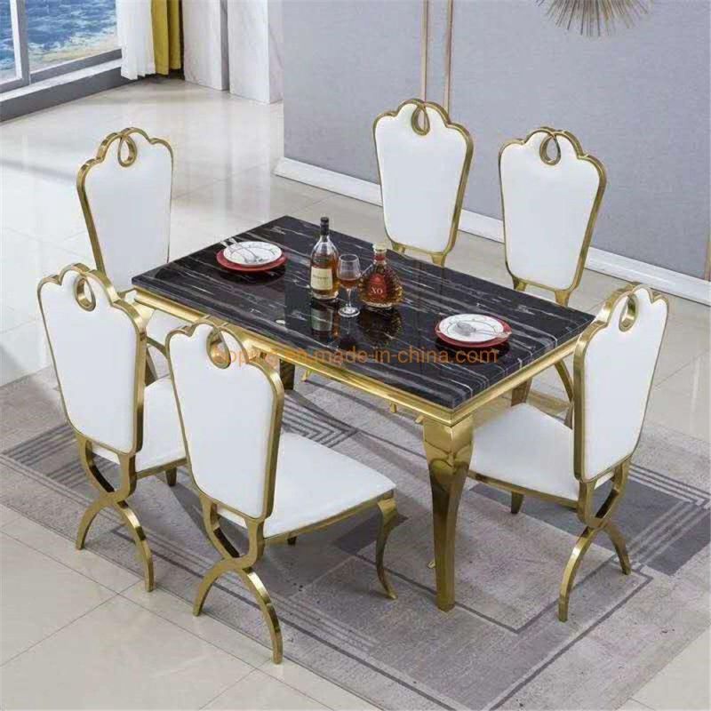 Modern New Design Hotel Rectangle Dining Table with Glass or Marble Top Home Furniture