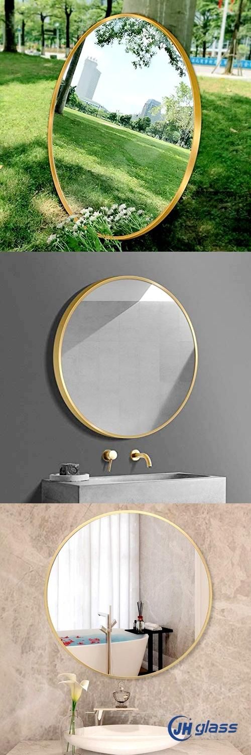 Wall Round Mirror Golden Metal Frame Circle Mirror for Shower, Bathroom or Living Room