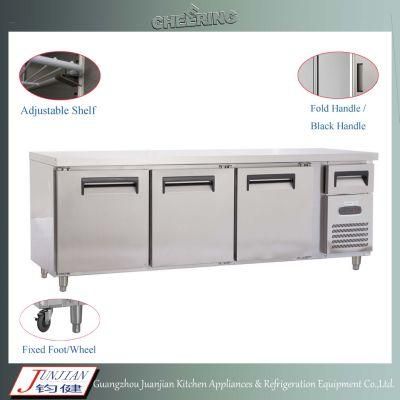 Stainless Steel Refrigerated Undercounter Refrigerator Commercial Fan Cooling Fridge Worktable with CE