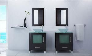 Black MDF Mini Bathroom Vanity with Glass Basin GBM001
