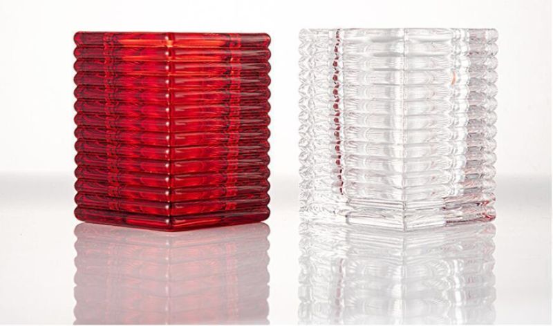 Vss Unique Red Square Taper Glass Candle Holder for Home Decoration and Wedding